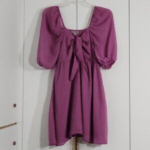 J for Justify Dress Size S Purple Mid Sleeve/Bow Short